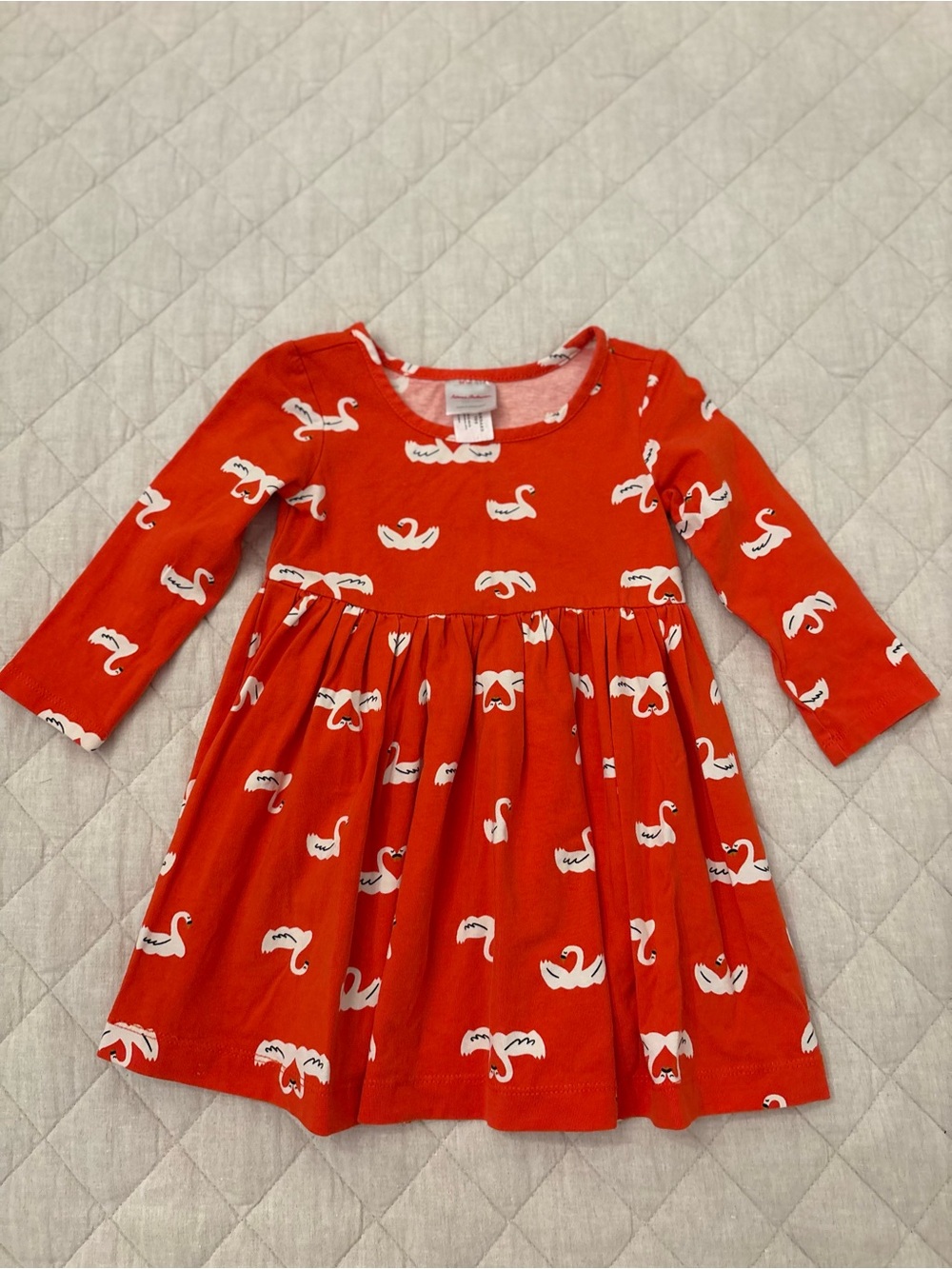 Hanna Andersson Red Swan Print Long Sleeve Dress